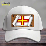 Guernsey Flag Scroll Novelty License Plate Hat Cotton / White