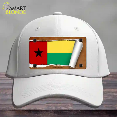 Guinea-Bissau Flag Scroll Novelty License Plate Hat Cotton / White