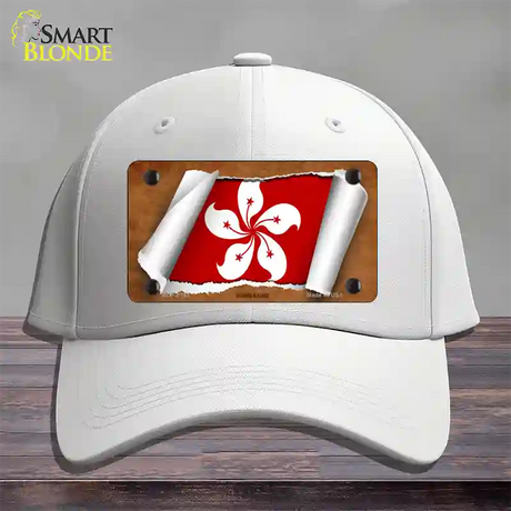 Hong Kong Flag Scroll Novelty License Plate Hat Cotton / White