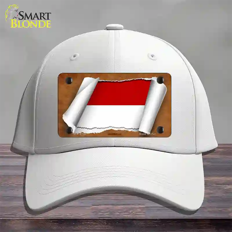 Indonesia Flag Scroll Novelty License Plate Hat Cotton / White