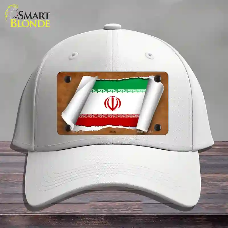 Iran Flag Scroll Novelty License Plate Hat Cotton / White