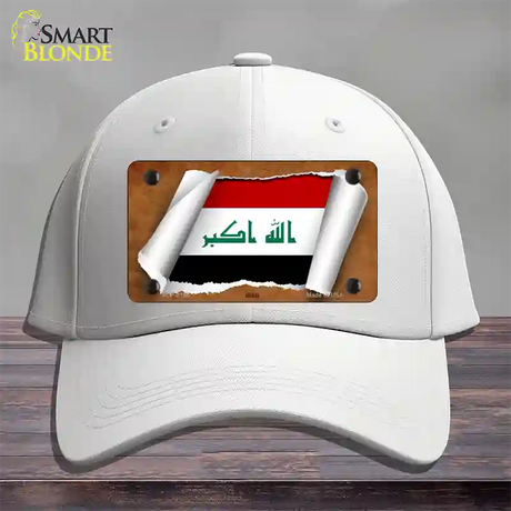 Iraq Flag Scroll Novelty License Plate Hat Cotton / White