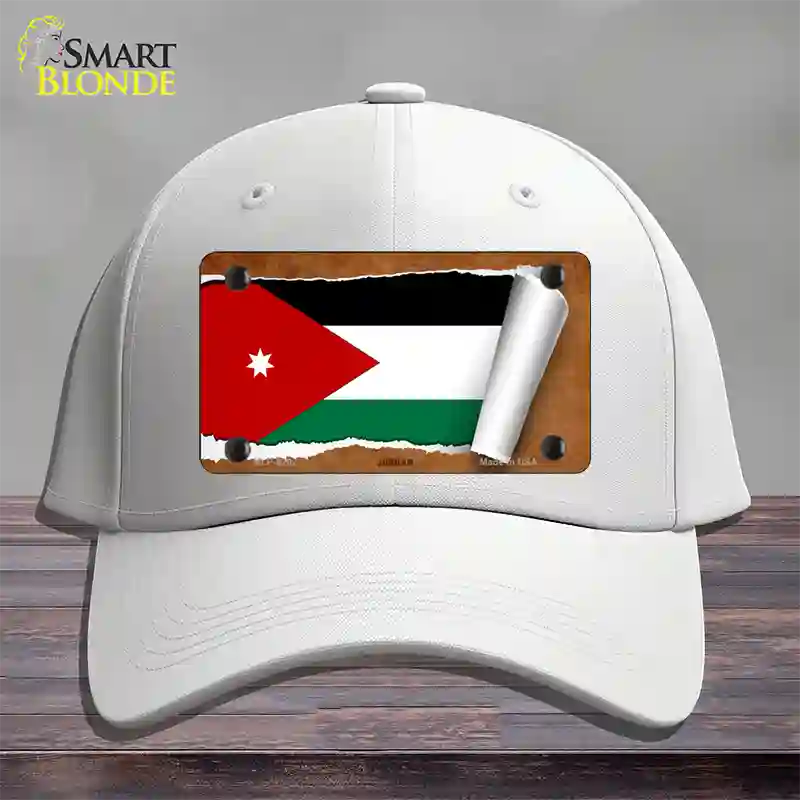 Jordan Flag Scroll Novelty License Plate Hat Cotton / White