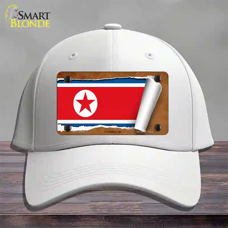 North Korea Flag Scroll Novelty License Plate Hat Cotton / White