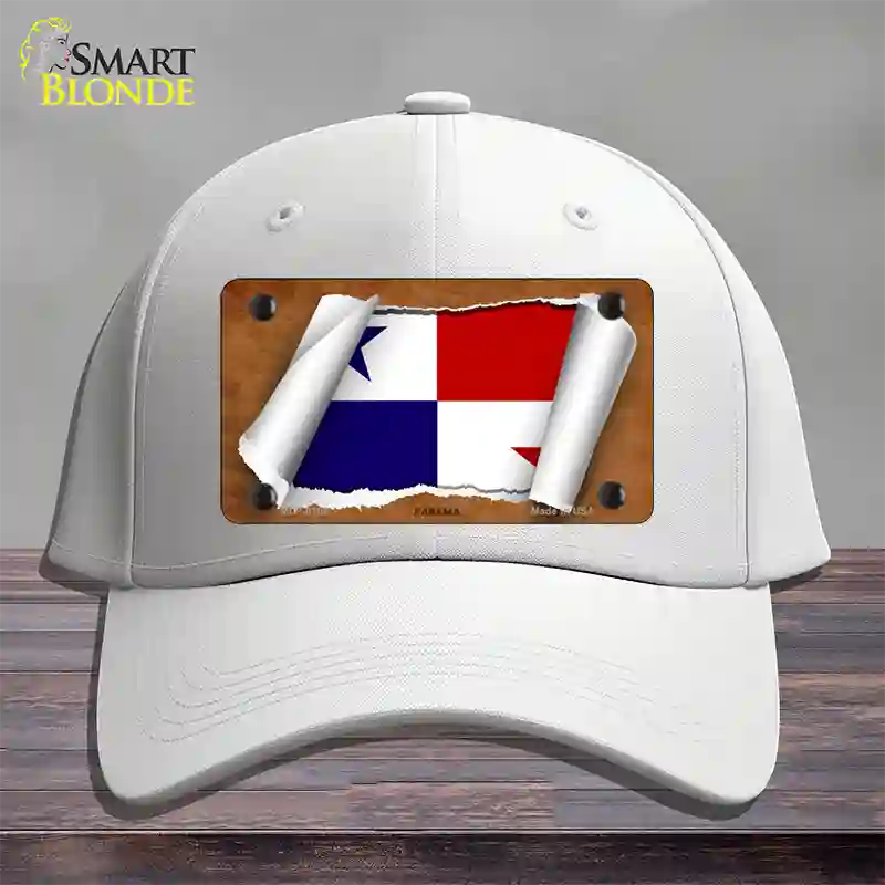 Panama Flag Scroll Novelty License Plate Hat Cotton / White