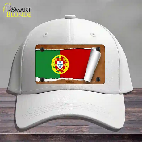 Portugal Flag Scroll Novelty License Plate Hat Cotton / White