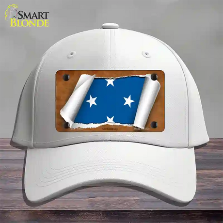 Micronesia Flag Scroll Novelty License Plate Hat Cotton / White