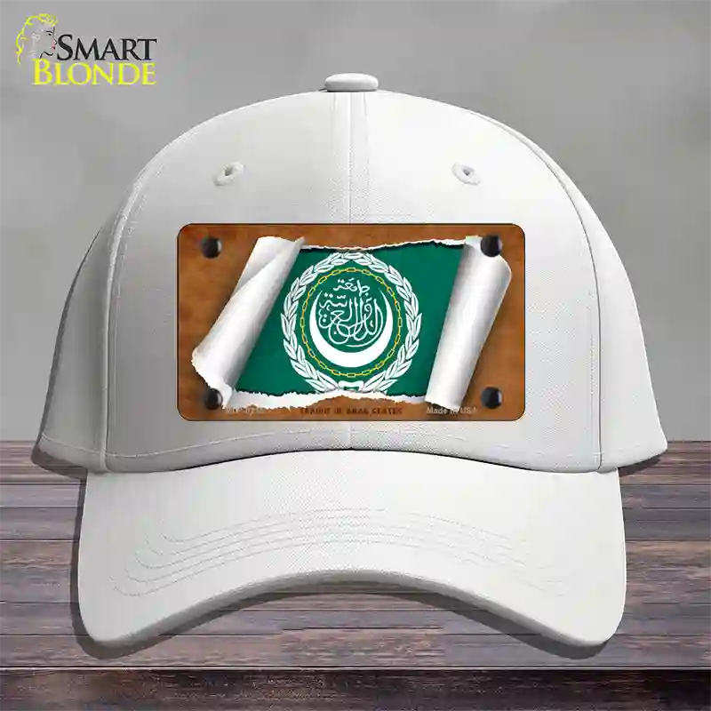 League of Arab States Flag Scroll Novelty License Plate Hat Cotton / White