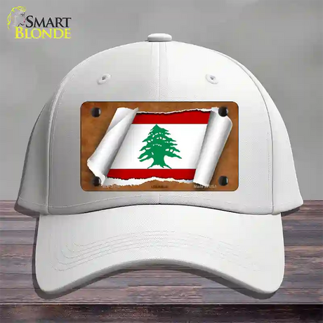 Lebanon Flag Scroll Novelty License Plate Hat Cotton / White