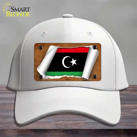 Libya Flag Scroll Novelty License Plate Hat Cotton / White