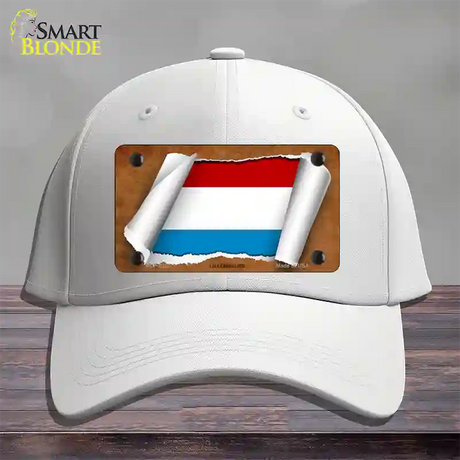 Luxemboury Flag Scroll Novelty License Plate Hat Cotton / White