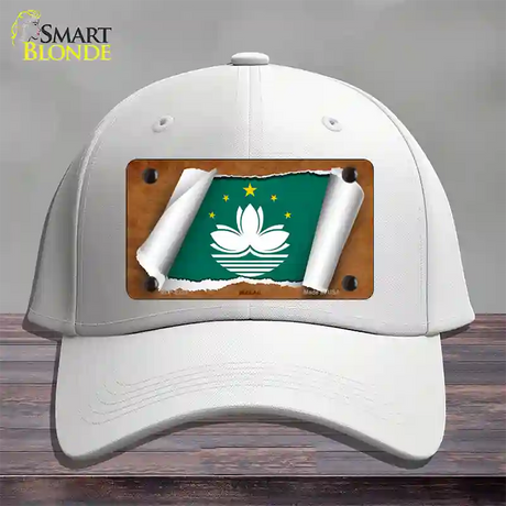 Macan Flag Scroll Novelty License Plate Hat Cotton / White