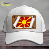 Macedonia Flag Scroll Novelty License Plate Hat Cotton / White