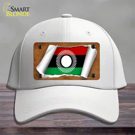 Malawi Flag Scroll Novelty License Plate Hat Cotton / White