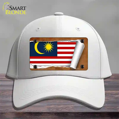 Malaysia Flag Scroll Novelty License Plate Hat Cotton / White