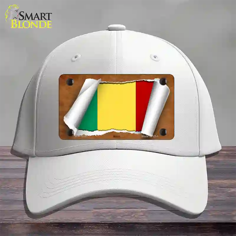 Mali Flag Scroll Novelty License Plate Hat Cotton / White