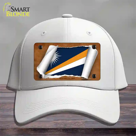 Marshall Islands Flag Scroll Novelty License Plate Hat Cotton / White