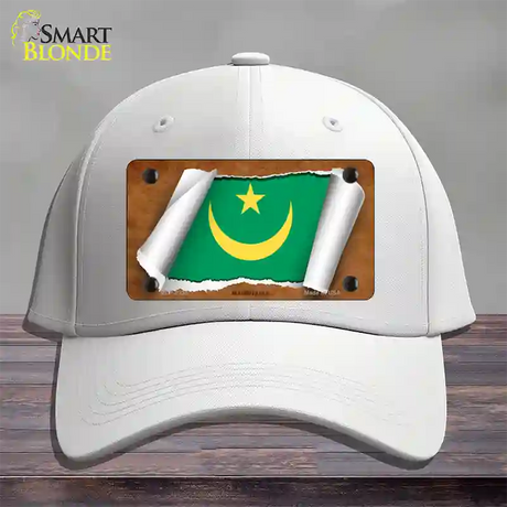 Mauritania Flag Scroll Novelty License Plate Hat Cotton / White