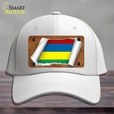 Mauritius Flag Scroll Novelty License Plate Hat Cotton / White