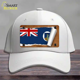 Montserrat Flag Scroll Novelty License Plate Hat Cotton / White