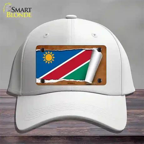 Namibia Flag Scroll Novelty License Plate Hat Cotton / White