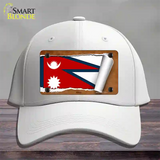 Nepal Flag Scroll Novelty License Plate Hat Cotton / White