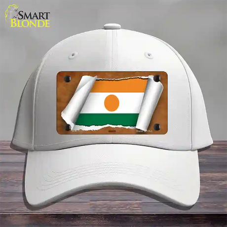 Niger Flag Scroll Novelty License Plate Hat Cotton / White