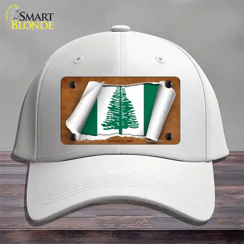 Norfolk Islands Flag Scroll Novelty License Plate Hat Cotton / White