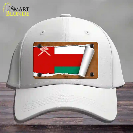 Oman Flag Scroll Novelty License Plate Hat Cotton / White