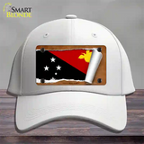 Papua New Guinea Flag Scroll Novelty License Plate Hat Cotton / White