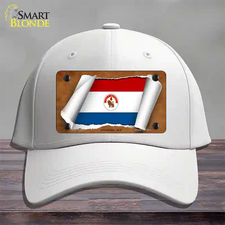 Paraguay-REV Flag Scroll Novelty License Plate Hat Cotton / White