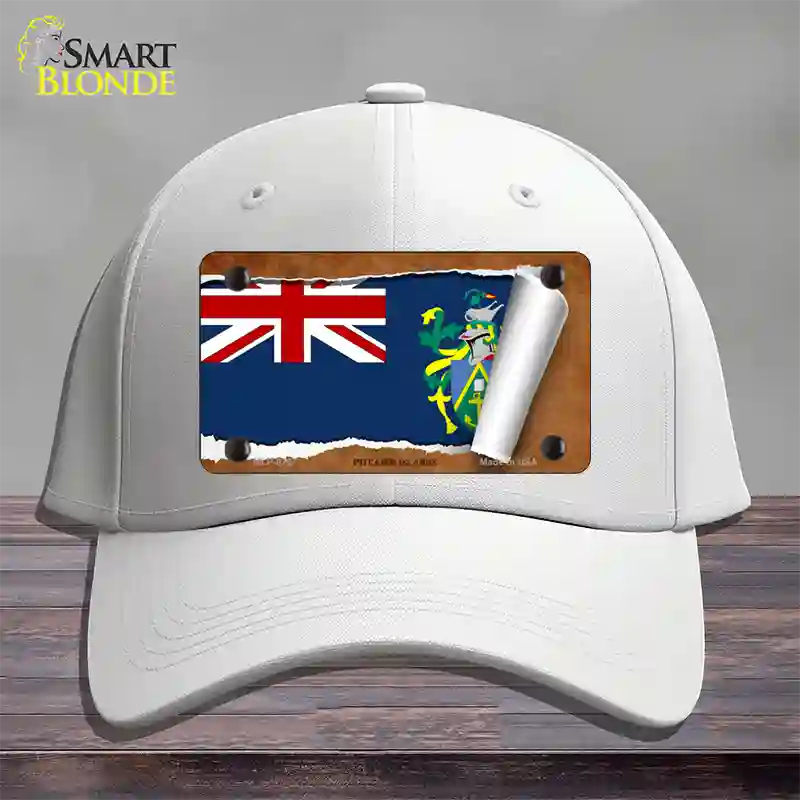 Pitcairn Islands Flag Scroll Novelty License Plate Hat Cotton / White