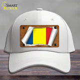 Romania Flag Scroll Novelty License Plate Hat Cotton / White