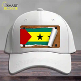 Sao Tome & Principe Flag Scroll Novelty License Plate Hat Cotton / White