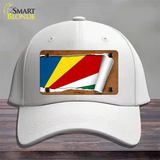 Seychelles Flag Scroll Novelty License Plate Hat Cotton / White