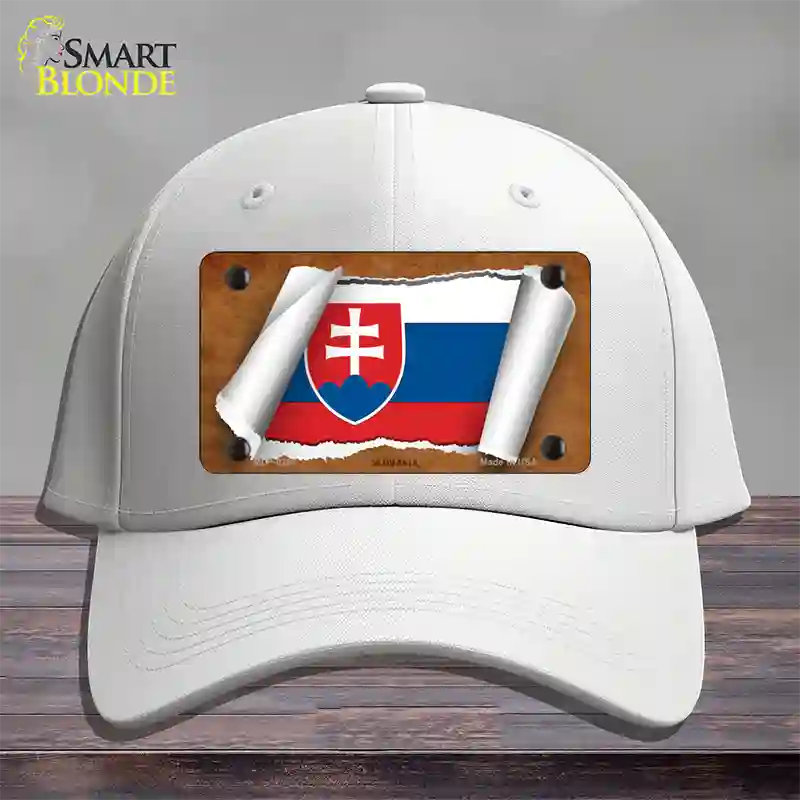 Slovakia Flag Scroll Novelty License Plate Hat Cotton / White