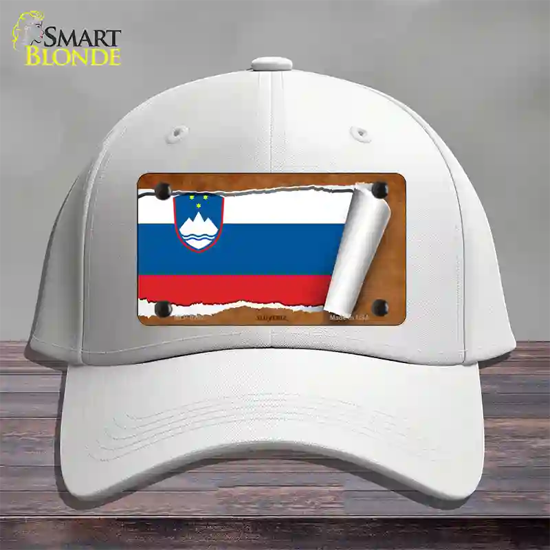 Slovenia Flag Scroll Novelty License Plate Hat Cotton / White