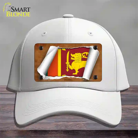 Sri Lanka Flag Scroll Novelty License Plate Hat Cotton / White