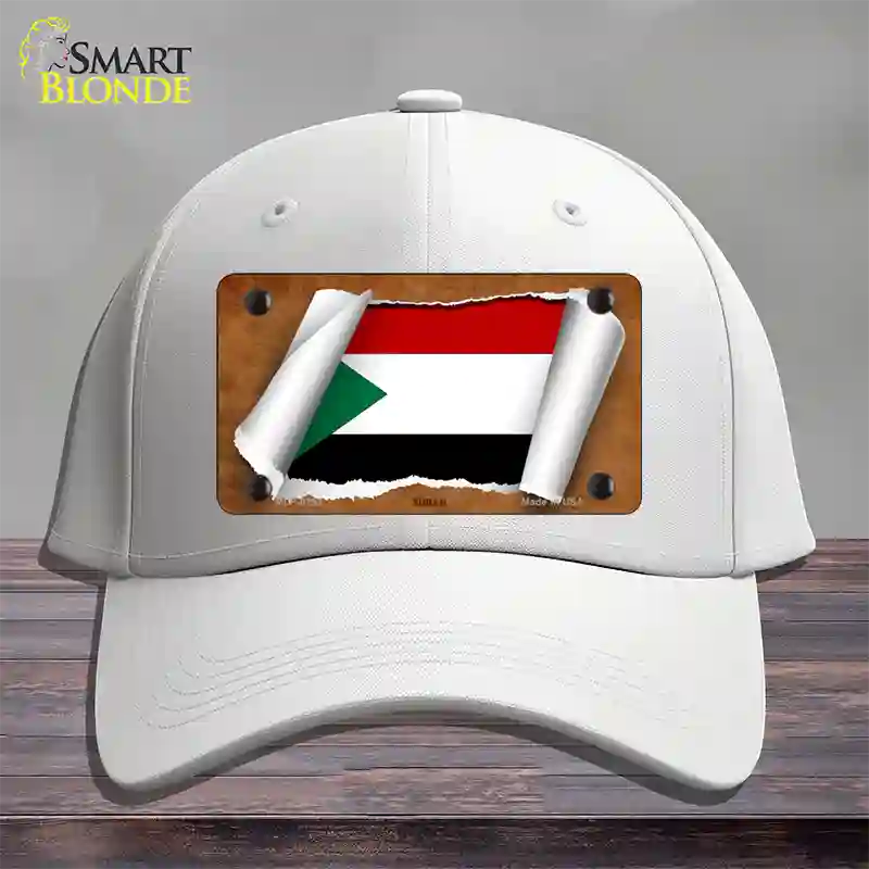 Sudan Flag Scroll Novelty License Plate Hat Cotton / White