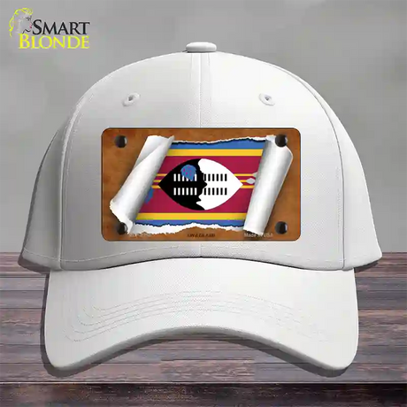 Swaziland Flag Scroll Novelty License Plate Hat Cotton / White