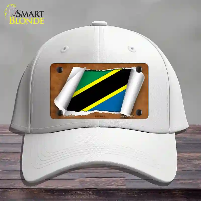 Tanzania Flag Scroll Novelty License Plate Hat Cotton / White