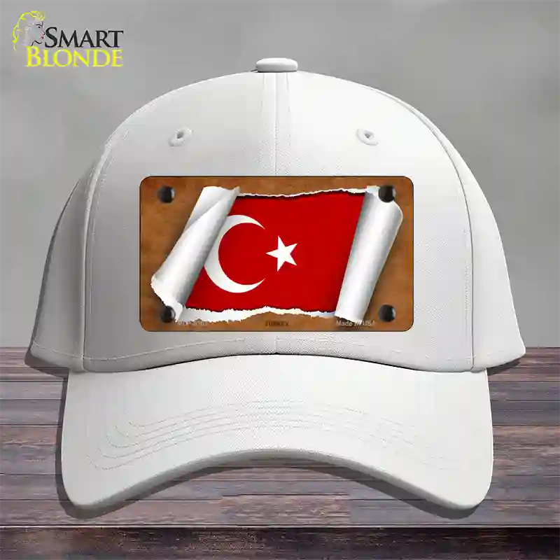 Turkey Flag Scroll Novelty License Plate Hat Cotton / White