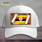 Uganda Flag Scroll Novelty License Plate Hat Cotton / White