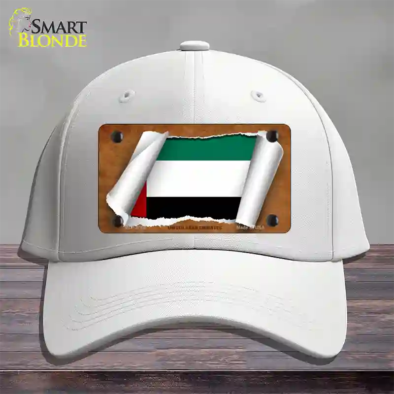 United Arab Emirates Flag Scroll Novelty License Plate Hat Cotton / White