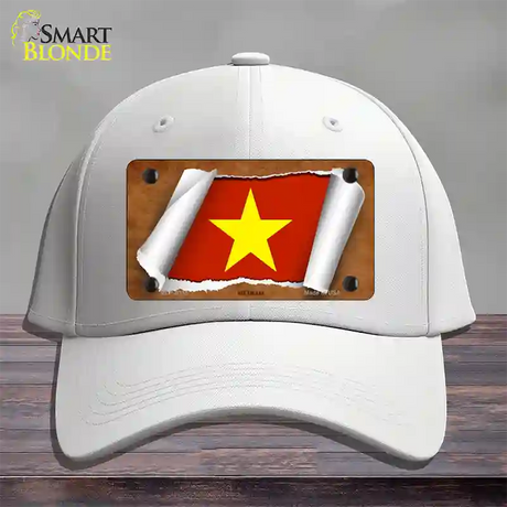 Vietnam Flag Scroll Novelty License Plate Hat Cotton / White