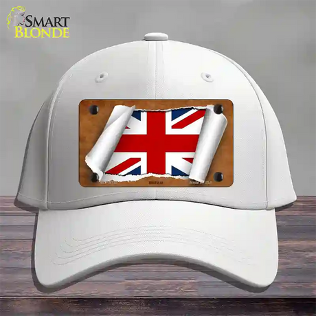 Britain Flag Scroll Novelty License Plate Hat Cotton / White