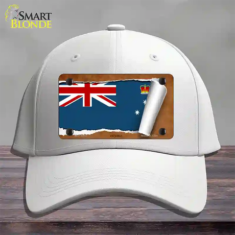 Victoria Flag Scroll Novelty License Plate Hat Cotton / White