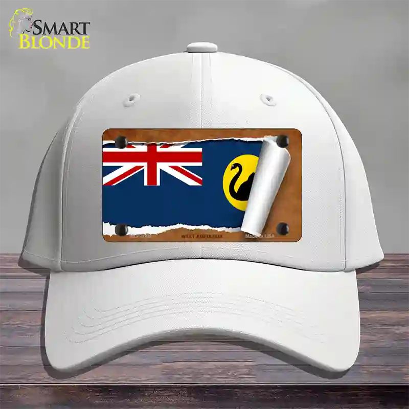 West Australia Flag Scroll Novelty License Plate Hat Cotton / White