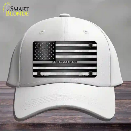 American Flag Corrections Novelty License Plate Hat Cotton / White