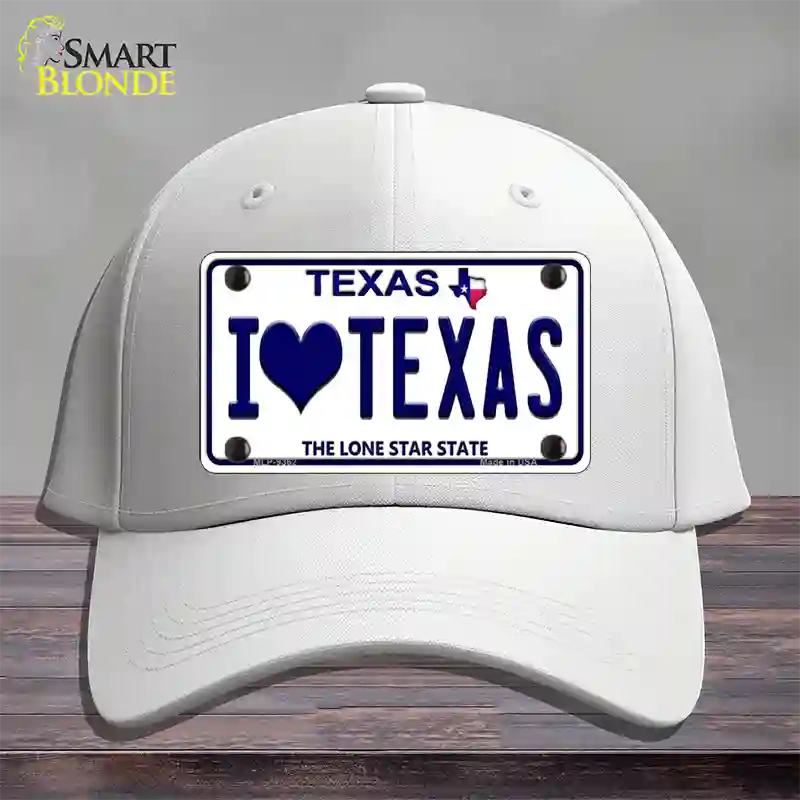 I Love Texas Novelty License Plate Hat Cotton / White